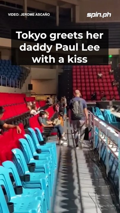 Tokyo, daughter of Paul Lee, greets her daddy with a kiss after watching Magnolia game 