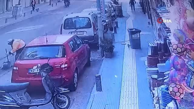 Temizlik işçisinin başına sıva parçası böyle düştü