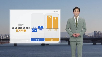[날씨] 내일 추위 걱정 없지만 공기 탁해...중서부 지방 오전까지 안개 / YTN