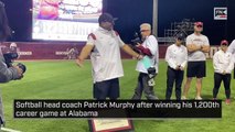 Softball head coach Patrick Murphy after winning his 1,200th career game at Alabama