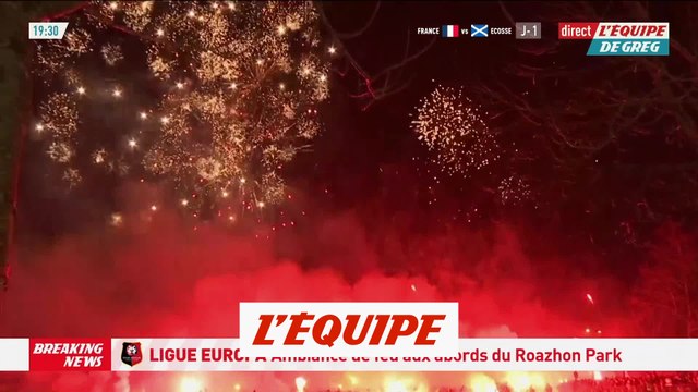 Ambiance de feu aux abords du Roazhon Park - Foot - C3 - Rennes