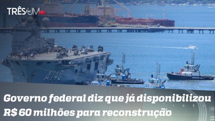 Maior navio da Marinha chega a São Sebastião para auxílio às vítimas das chuvas
