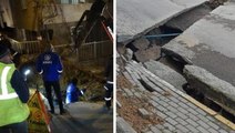 Olası deprem haberleriyle gündeme gelen İstanbul'da yoldaki çökme nedeniyle iki bina boşaltıldı