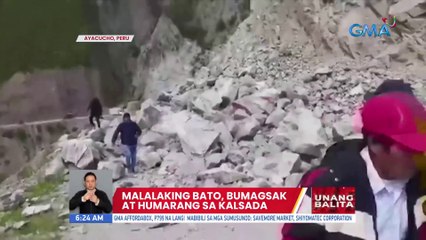 Malalaking bato, bumagsak at humarang sa kalsada | UB