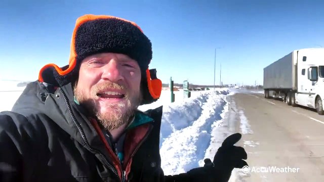 Powerful winds and blowing snow create dangerous conditions in the Northern Plains