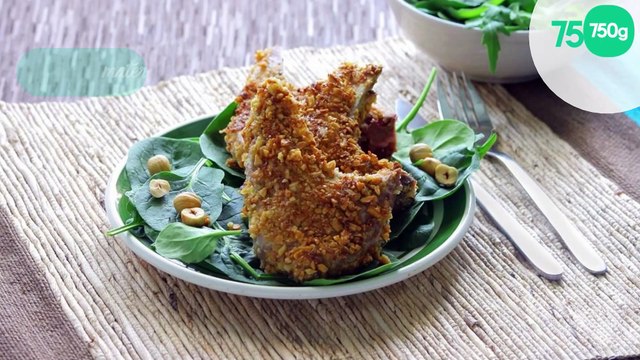 Côtelettes d'agneau à la moutarde panées aux noisettes