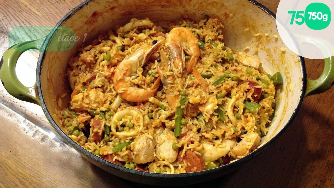 Paella poulet et poisson