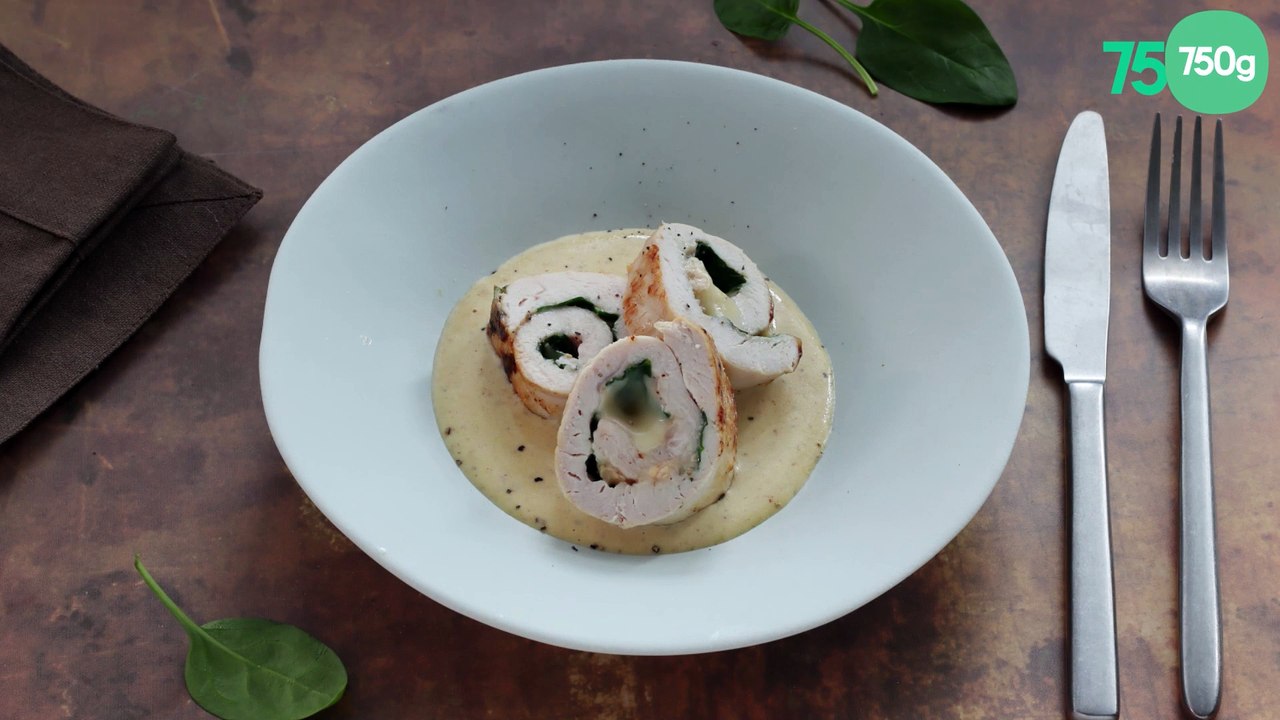 Roulés de dinde farcis au Munster et aux épinards