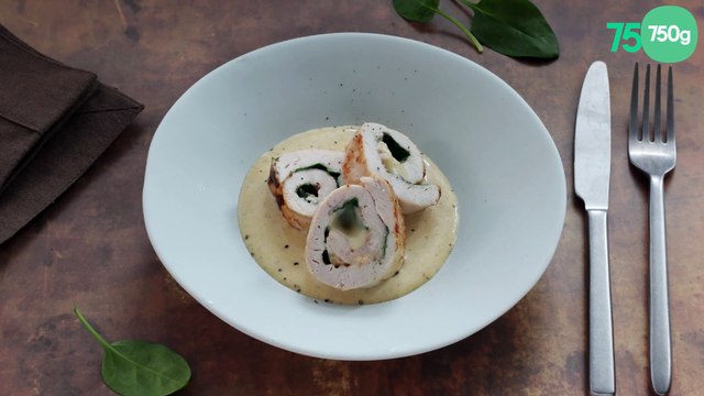 Roulés de dinde farcis au Munster et aux épinards