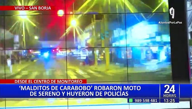San Borja: Delincuentes roban moto de serenazgo para huir de la policía