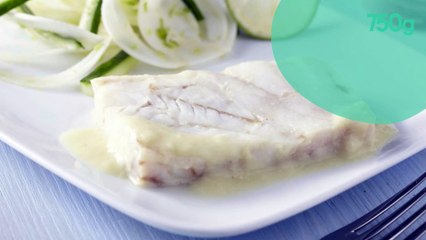 Colin au beurre blanc, fenouil et concombre croquants au citron vert, vinaigrette à la vodka