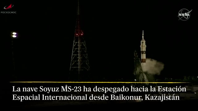Despegue de la nave Soyuz MS-23 hacia la Estación Espacial Internacional para traer de vuelta a los astronautas atrapados desde diciembre