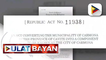 Batas na nagdedeklara sa Carmona bilang component city, nilagdaan ni Pres. Ferdinand R. Marcos
