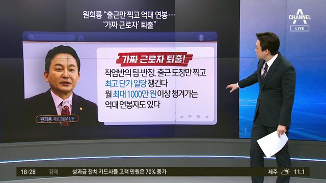 원희룡이 콕 찍은 ‘가짜 근로자’…“출근도장만 찍고 억대 연봉”