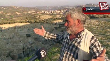 Hatay'da devasa deprem yarığı oluşan zeytinliğin sahibi şaşkınlığını üzerinden atamıyor