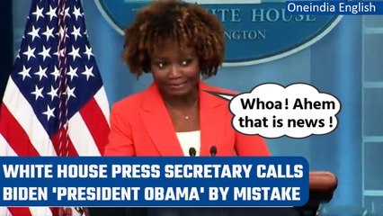 Download Video: Karine Jean-Pierre, White House press secretary slips, calls Biden ‘President Obama’ | Oneindia News