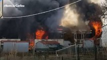 Incendio al deposito mezzi della nettezza urbana di Porto San Giorgio (Fermo)