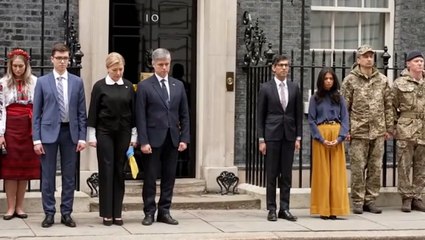Rishi Sunak leads minute’s silence outside 10 Downing Street to mark anniversary of Ukraine invasion