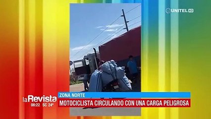 Motociclista circula con una gran cantidad carga por la zona norte