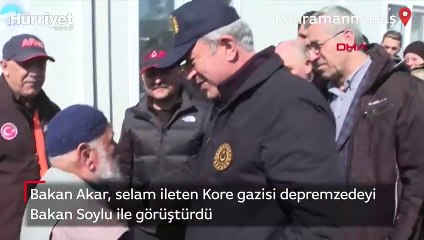 Kore gazisi depremzede Bakan Soylu ile görüştü