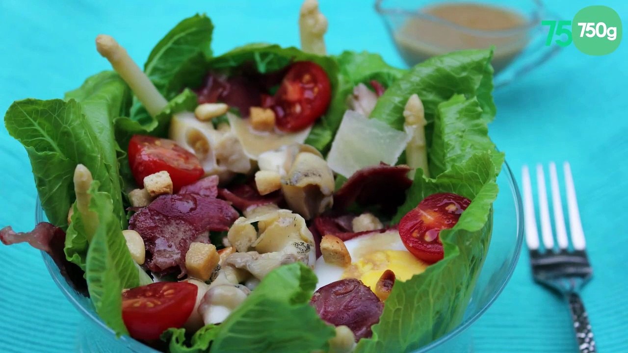 Salade Terre-Mer aux émincés de gésiers Fleury Michon et bulots façon Ceasar