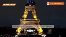 París iluminó la Torre Eiffel con los colores de la bandera de Ucrania para expresar su apoyo al país