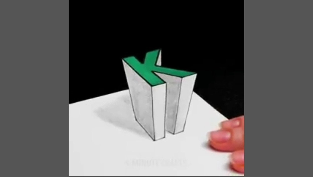 How to draw 3d Letter K pencil sketch Art Drawing | Dailymotion Top Trending Video 2023