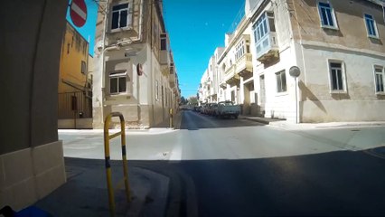 Boy deliberately steps out in front of cyclist