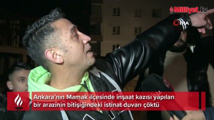 Ankara'da istinat duvarı çöktü, 2 apartman tahliye edildi
