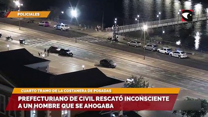 Prefecturiano de civil rescató inconsciente a un hombre que se ahogaba