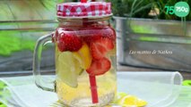 Eau aromatisée au citron jaune, citron vert et fraises (Detox water)