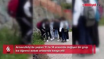 Arnavutköy'de kız öğrencilerin kavgası kamerada