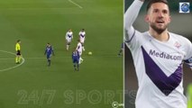 Fiorentina left back Cristiano Biraghi catches Verona out with cheeky free-kick from inside his OWN HALF as the ball sails over the goalkeeper while opposition players are still protesting to referee
