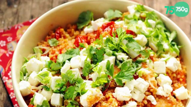 Boulgour au Salakis nature & aux crevettes à la tomate