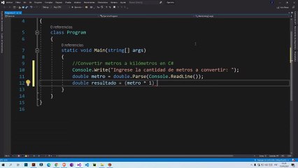 Convertir metros a kilómetros en C#