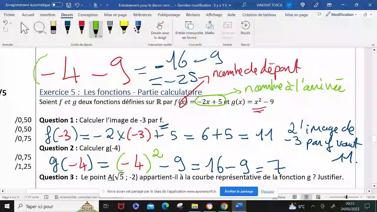 Entrainement devoir commun seconde correction exercice 5 les
