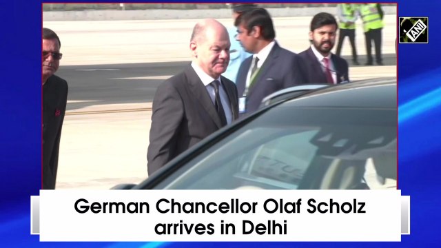 German Chancellor Olaf Scholz arrives in Delhi
