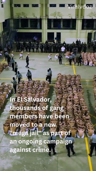 In El Salvador, thousands of gang members have been moved to a new "mega jail" as part of an ongoing campaign against crime.