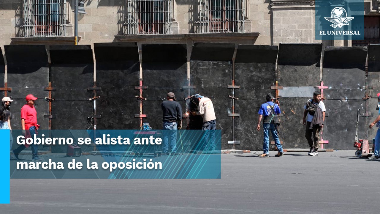 Con vallas metálicas blindan Palacio Nacional previo a marcha en defensa del INE