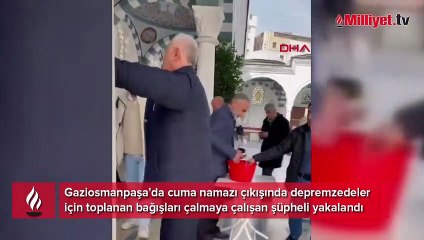 Depremzedeler için toplanan bağış parasını herkesin içinde çalmaya kalktı!