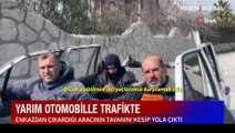 Enkazdan çıkardığı aracının tavanını kesip yola çıktı: “Tehlikeli ama yapacak bir şey yok, imkanlar böyle”