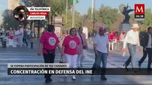 Comienzan a llegar asistentes a protesta a favor del INE en el Zócalo