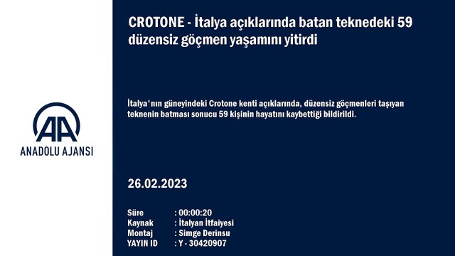 İtalya açıklarında batan teknedeki 59 düzensiz göçmen yaşamını yitirdi