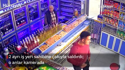 2 ayrı iş yeri sahibine çakıyla saldırdı! O anlar kamerada