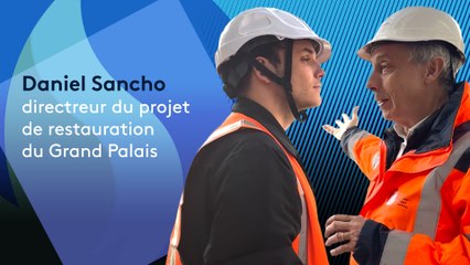 Théo Curin sur le chantier du Grand Palais