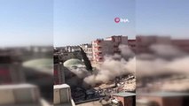 Adıyaman'da depremde hasar gören caminin minaresi kontrollü yıkıldı