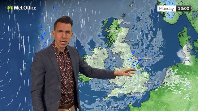 Met Office Afternoon Weather Forecast 27/02/23 - Cloudy, scattered light showers