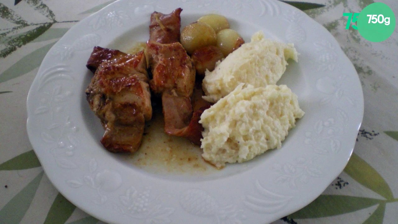 Râbles de lapin aux échalotes confites et quenelles de céleri rave