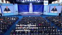 After 10 rounds of sanctions, how much EU-Russia trade is banned?