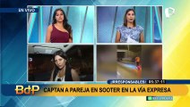 ¡Irresponsabilidad al volante! Captan a pareja en scooter en la Vía Expresa